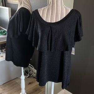 Joseph A, black metallic sweater top, size 1X, stunning